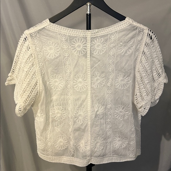 White Crochet Button-Up Top - Picture 4 of 4